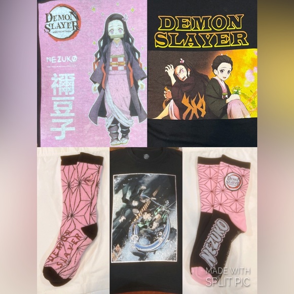Hot Topic Tops Nwot Vgc Demon Slayer 3 Tshirts 2 Pair Socks Nezuko
